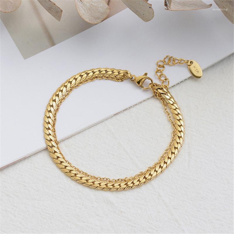 Strand Stainless Steel Flat Chain Girl Personality Bracelet Titanium Plating 18K Golden Multi-layer Bracelets For Women Jewelry Gifts
Strand Stainless Steel Flat Chain Girl Personality Bracelet Titanium Plating 18K Golden Multi-layer Bracelets For Women Jewelry Gifts