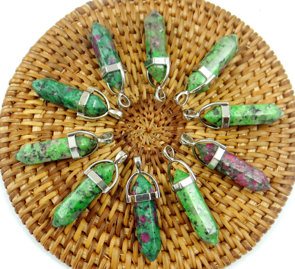 Charms Natural Gem Stone Lapis Opal Crystal Quartz Hexagonal Pendulum Reiki Charm Penduloum Pendants DIY Jewelry Making Necklaces 24Pcs 230325