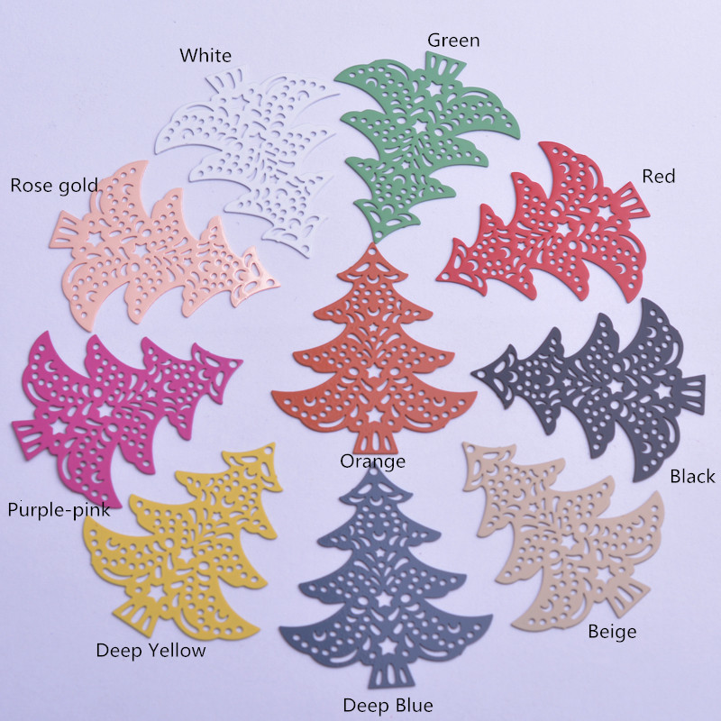 Charms 30pcs Ac4270 35*40mm Filigree Christmas Tree Charms Brass Trees Pendant DIY Earring Findings 230325
