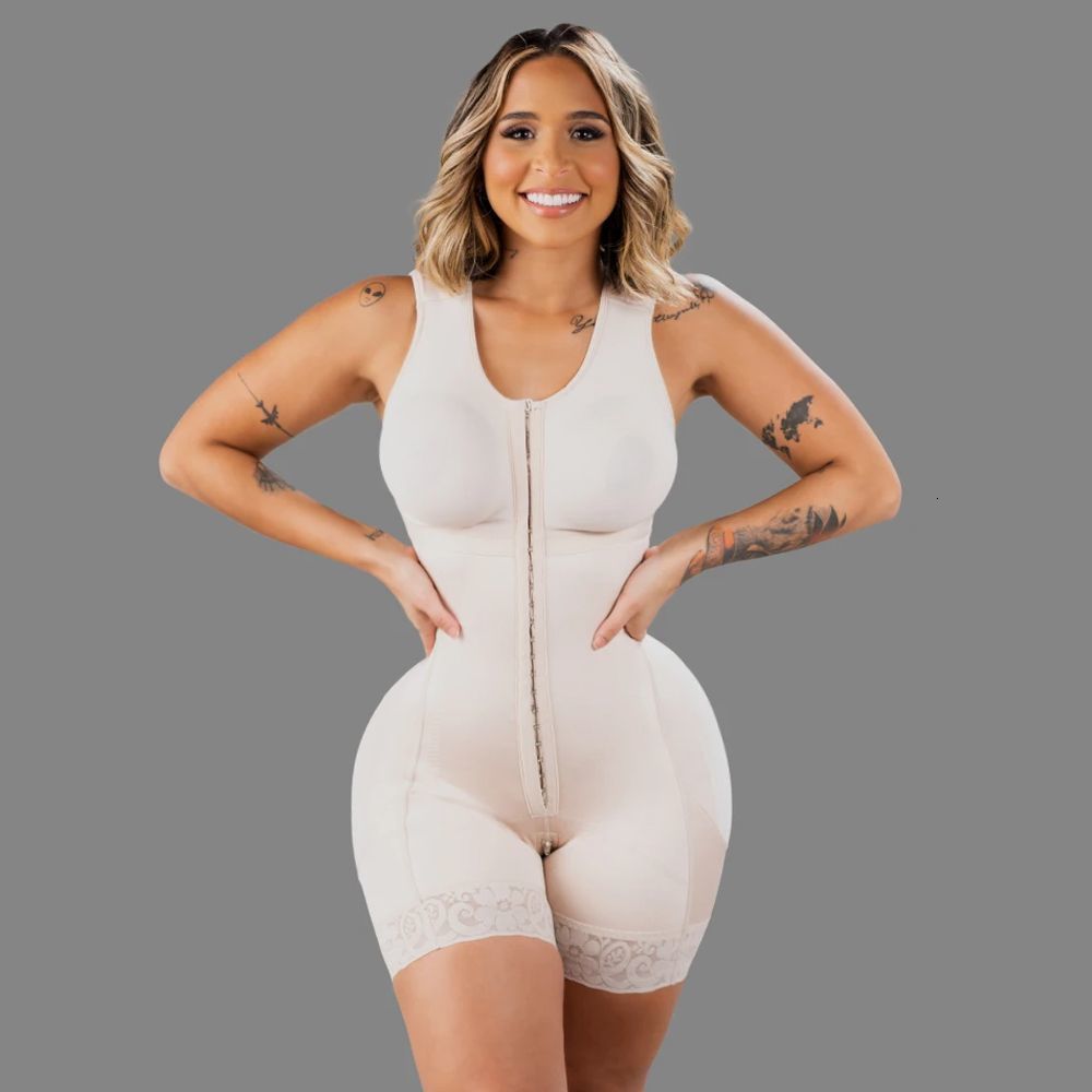 Waist Tummy Shaper Compression Double Full Body Stage 2 Faja With Bra Women Underbust Body Shapewear Bodysuit 230327