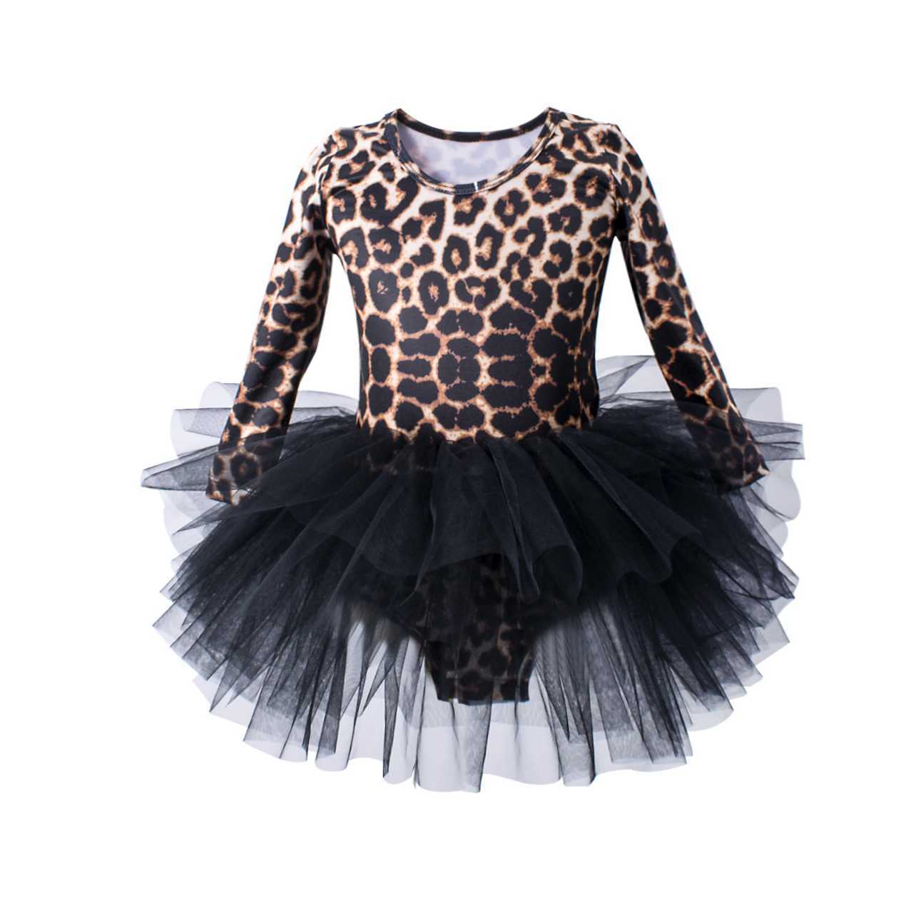 Girl's Dresses Leopard Girls Tutu Dress Summer Mesh Kids Ballet Performance Costume for Girl 2022 New Baby Toddler Children Princess Clothing P23