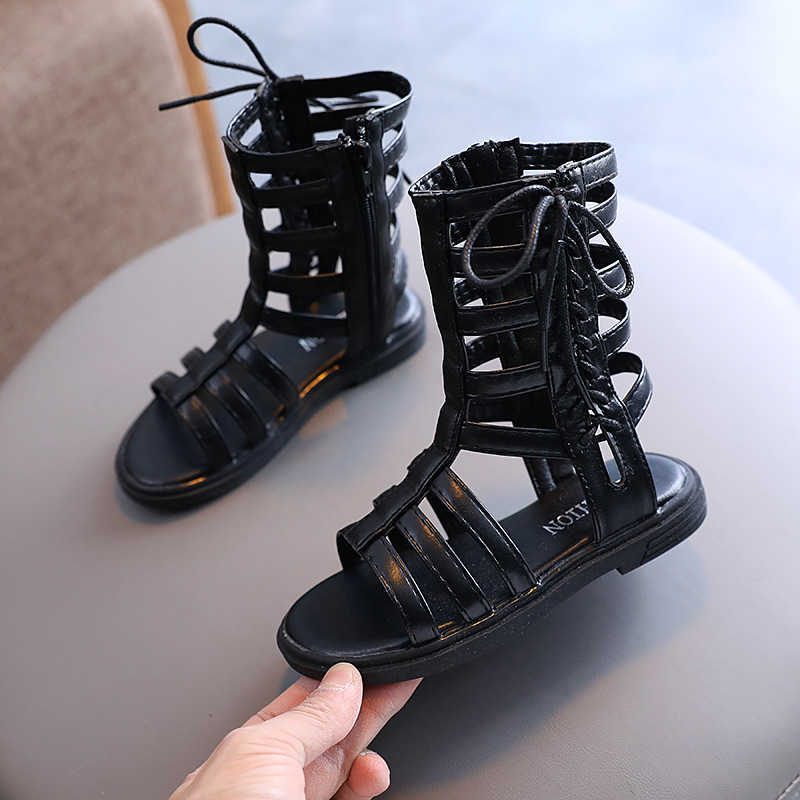 Sandals sandals summer 2022 Girls Gladiator Sandals Cross-tied Boots Baby Kids Casual Shoe child girl Roma Lace up High Top sandalias W0327
