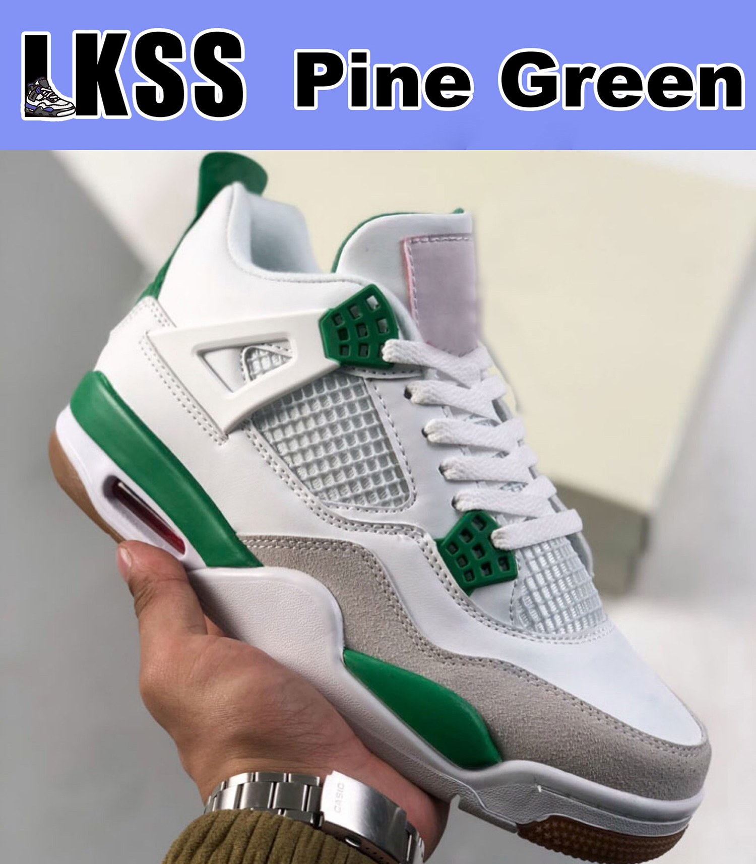 LKSS Pine Green Jumpman 4 4s Shoes OG Mens Basketball Sneaker Sports Sneakers for Men Women, As pic
LKSS Pine Green Jumpman 4 4s Shoes OG Mens Basketball Sneaker Sports Sneakers for Men Women, As pic