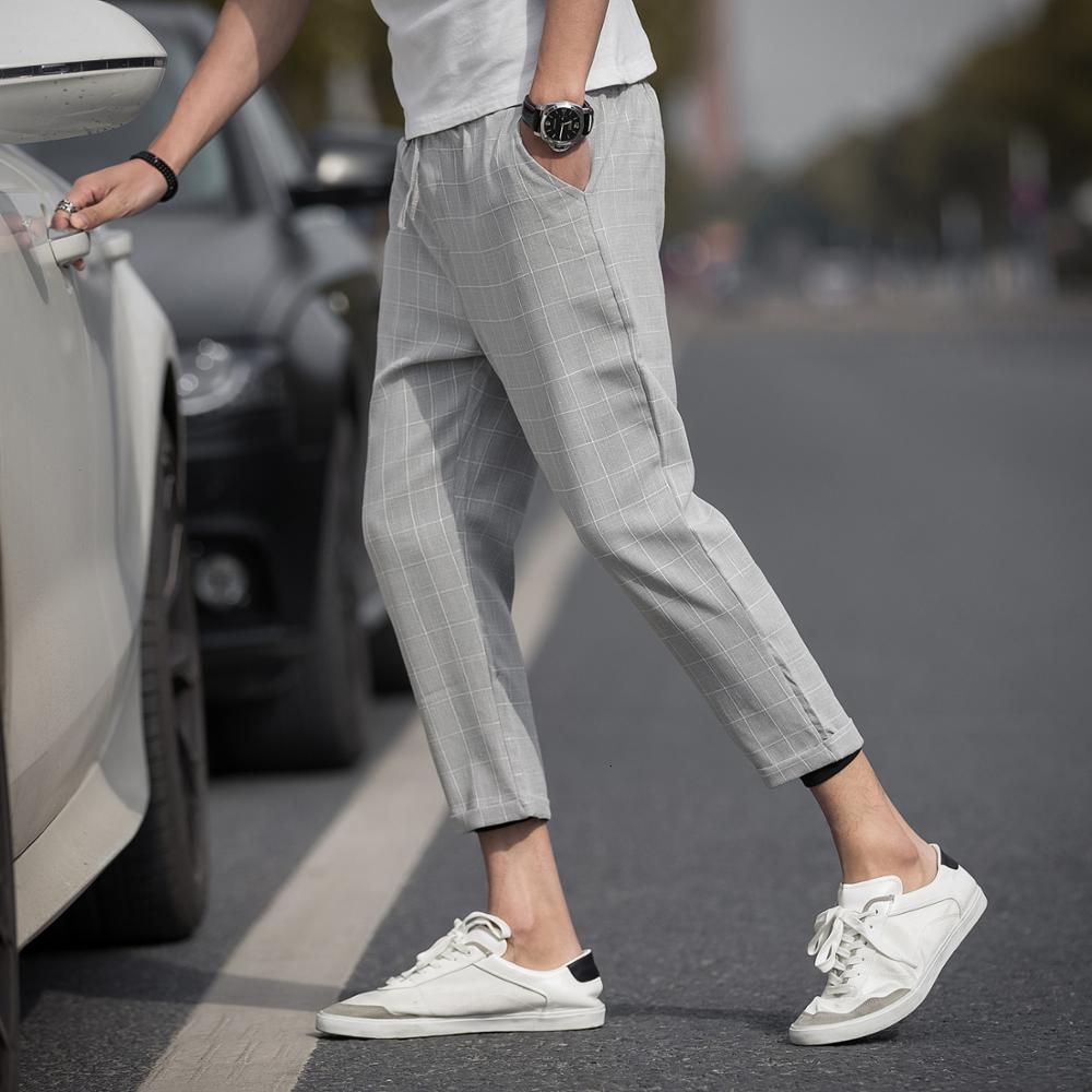Men's Pants Casual Ankle-Length Plaid Pants Men Trousers Hip Hop Jogger Pants Men Sweatpants Streetwear Men Pants Trousers Drop 230327
