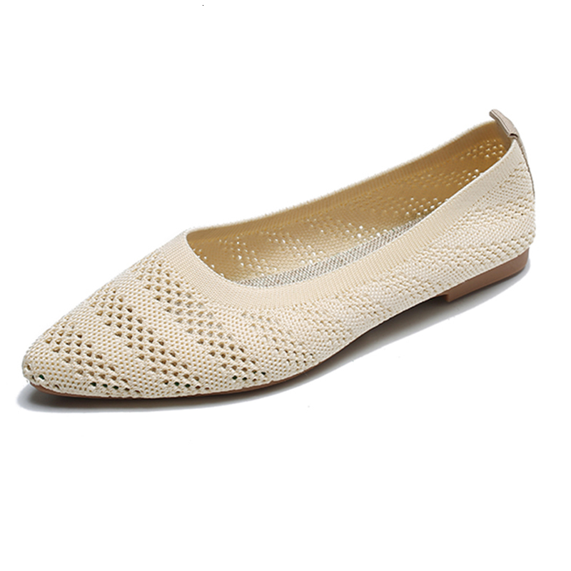 Sandals Fashion Slip On Mesh Loafers Stretch Ballet Shallow Flats Women Soft Bottom Knit Dress Shoes Moccasins Comfort Ballet Flats 230327
