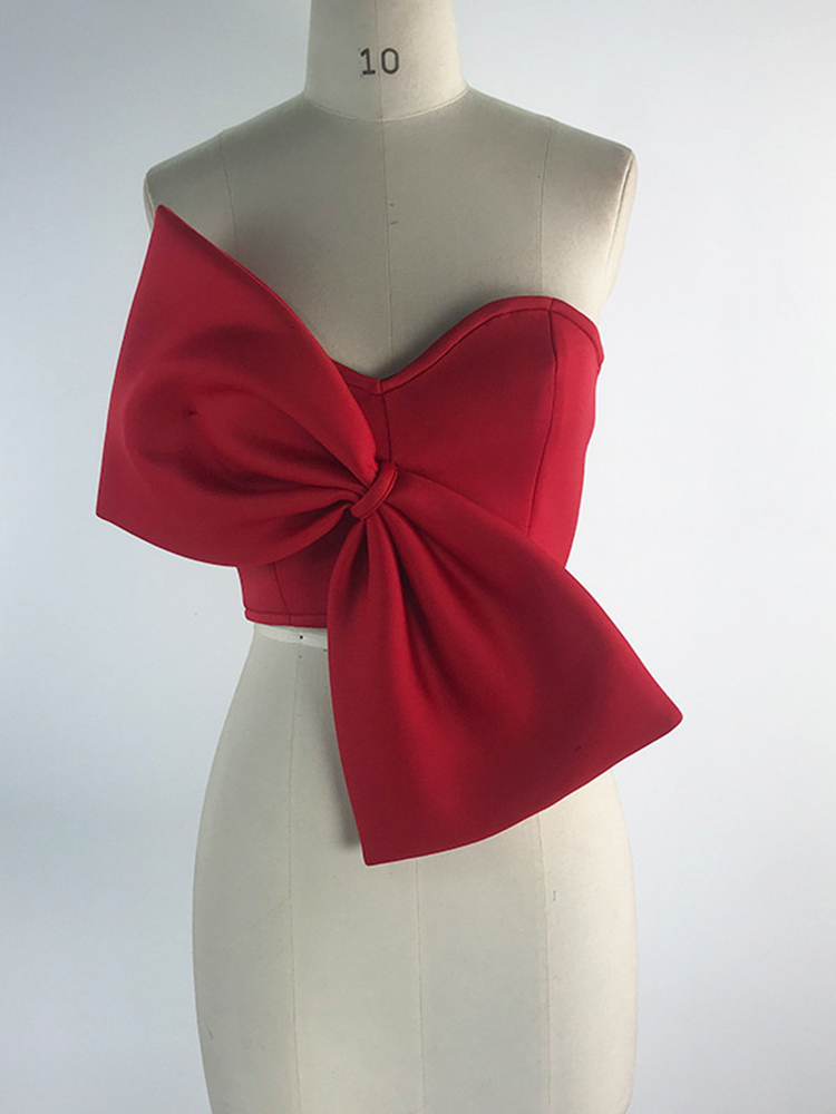 Women's T-Shirt DEAT Autumn Fashion Temperament Korea Solid Color Sexy Bow Wrapped Chest Women Tops PD121 230325