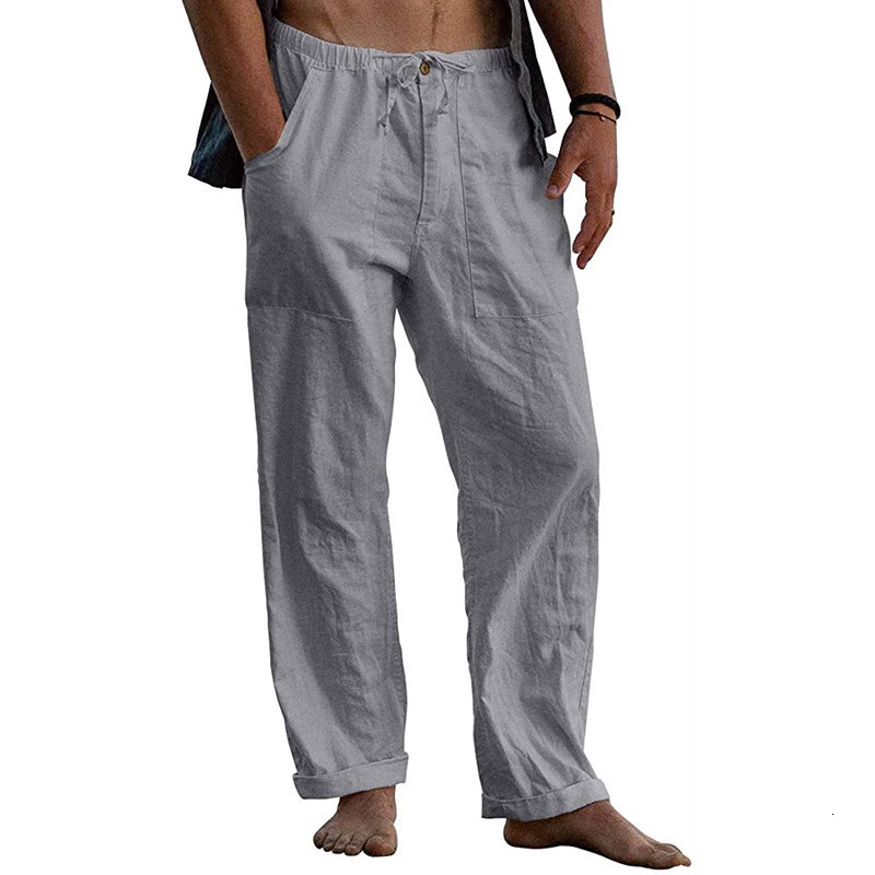 Men's Pants Men's Casual Cotton Linen Pants Male Summer Large Size Breathable Solid Color Trousers Sports Fitness Streetwear S-5XL 230327