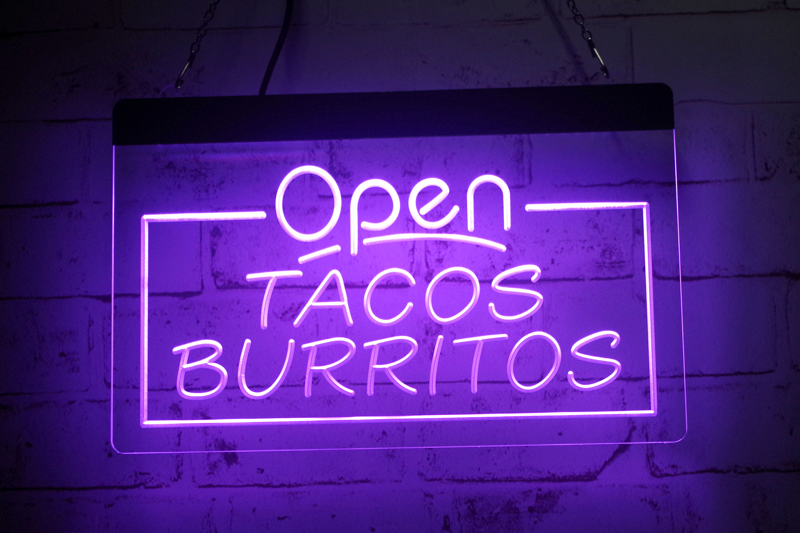 TR3505 LED Strip Lights Sign Open Tacos Burritos Bar Pub Restaurant 3D Engraving Free Design Wholesale Retail