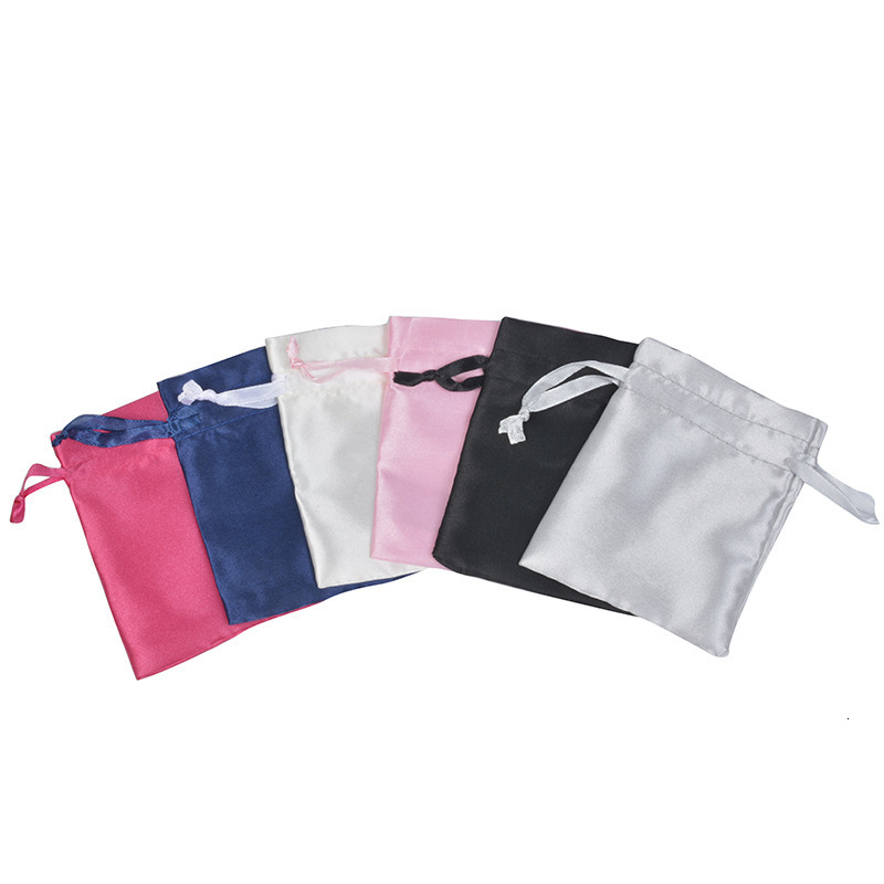 Jewelry Boxes 50pcs Silk Satin Drawstring Bag with Ribbon for Jewelry Hair Travel Watch Shoes Diamond Bead Ring Makeup Gift Packaging Pouch 230325