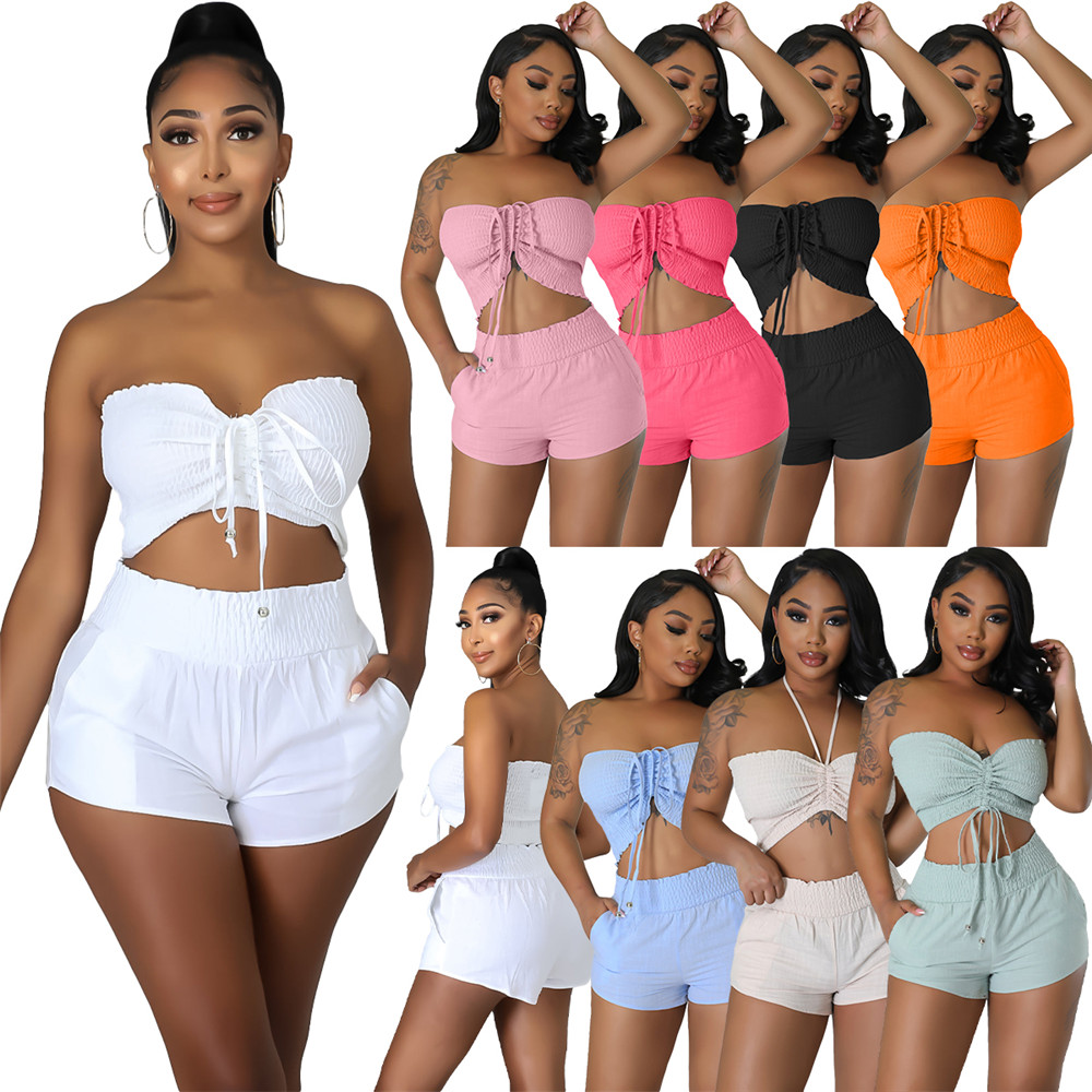 2023 Designer Summer Outfits Women Tracksuits Plus size 3XL Two Pieces Sets Sexy Strapless Tank Crop Top and Shorts Matching Sets Sporswear Fitness Sweatsuits 9584, Black
2023 Designer Summer Outfits Women Tracksuits Plus size 3XL Two Pieces Sets Sexy Strapless Tank Crop Top and Shorts Matching Sets Sporswear Fitness Sweatsuits 9584, Black