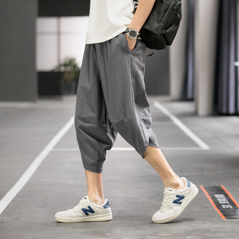 Men's Pants Men Harajuku Harem Pants Mens Summer Cotton Linen Joggers Pants Male Vintage Chinese Style Sweatpants Fashions 230327
