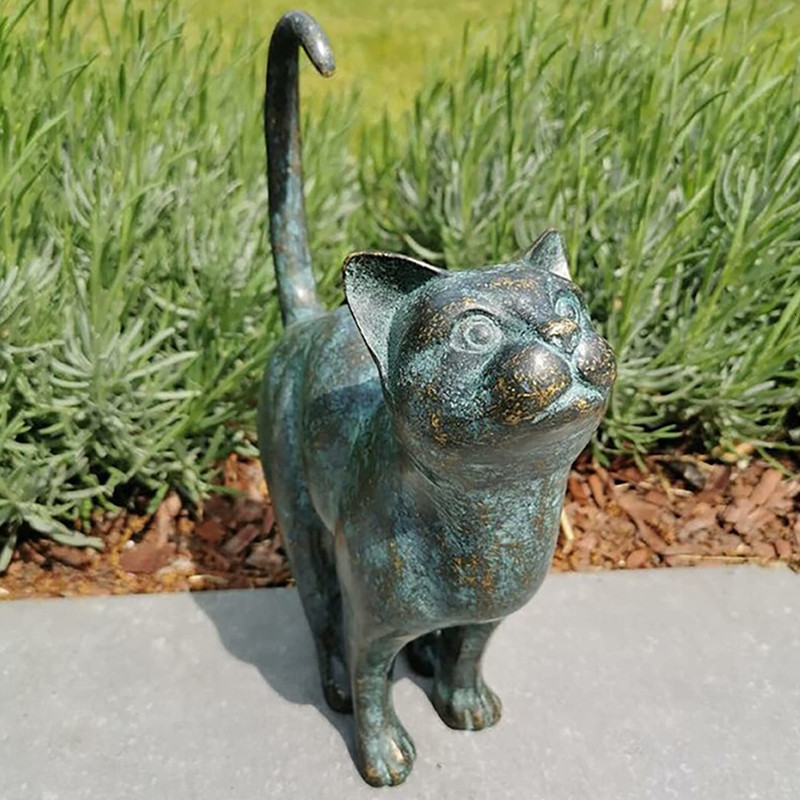 Other Home Decor Garden Cat Statues Beautiful Round Back Outdoor Sculpture Animal Resin Ornaments 230327