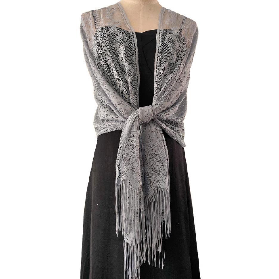 Women's Lace Shawls Wraps Others Apparel Formal Evening Party Dress Floral Lightweight Fringe Stole Bride Bridesmaid Veil for Wedding