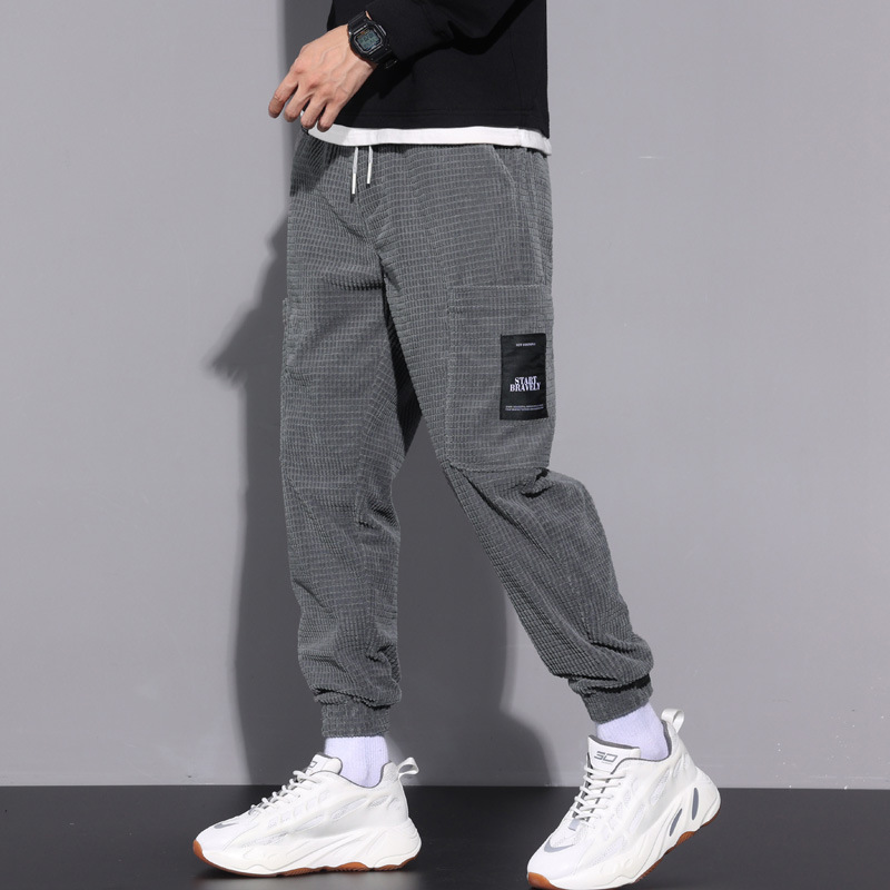 Men's Pants Men's Trousers Solid Color Fashion Pocket Autumn Winter Joggers Full Length Casual Harem Pants Corduroy Male Sweatpants 230327