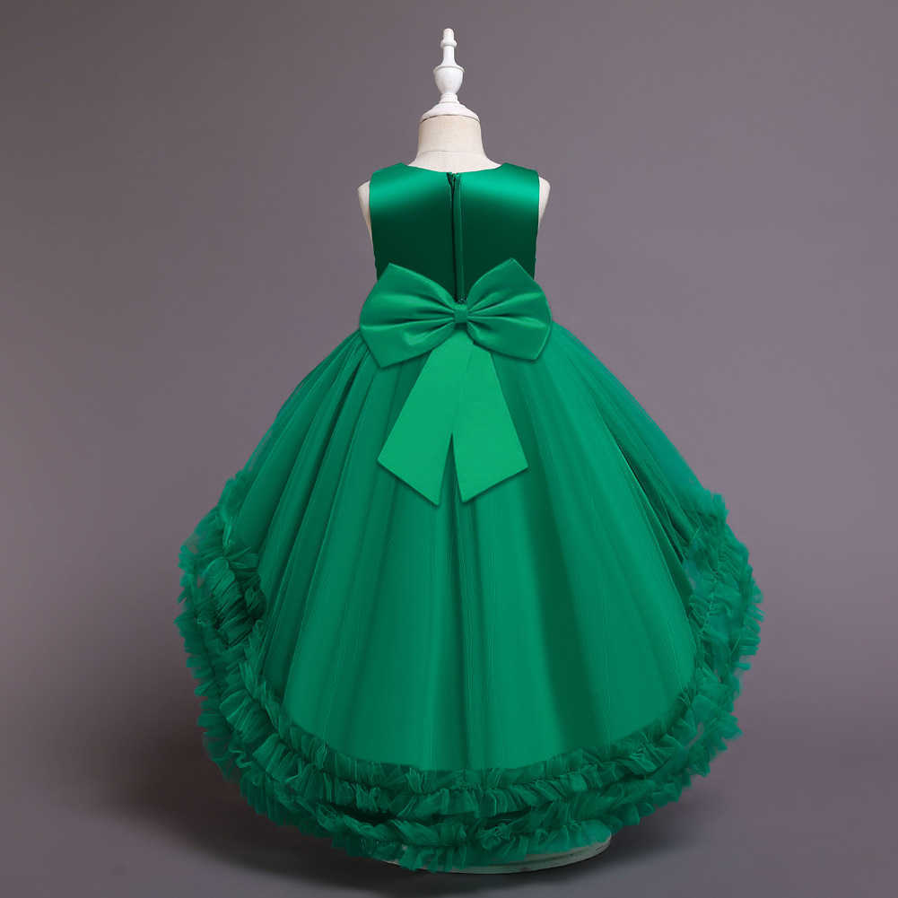 Girl's Dresses Elegant Lace Flower Girls Dress for Wedding Tailing Dress Piano Performance Costumes White / Pink / Red / Purple / Green Color P23