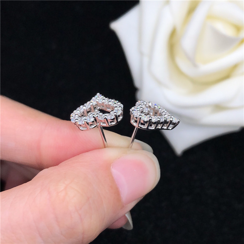 Stud Real GRA Certified Heart Stud Earrings Pass the Diamond Test for Women Girls Sterling Silver Diamond Earrings Jewelry 230325