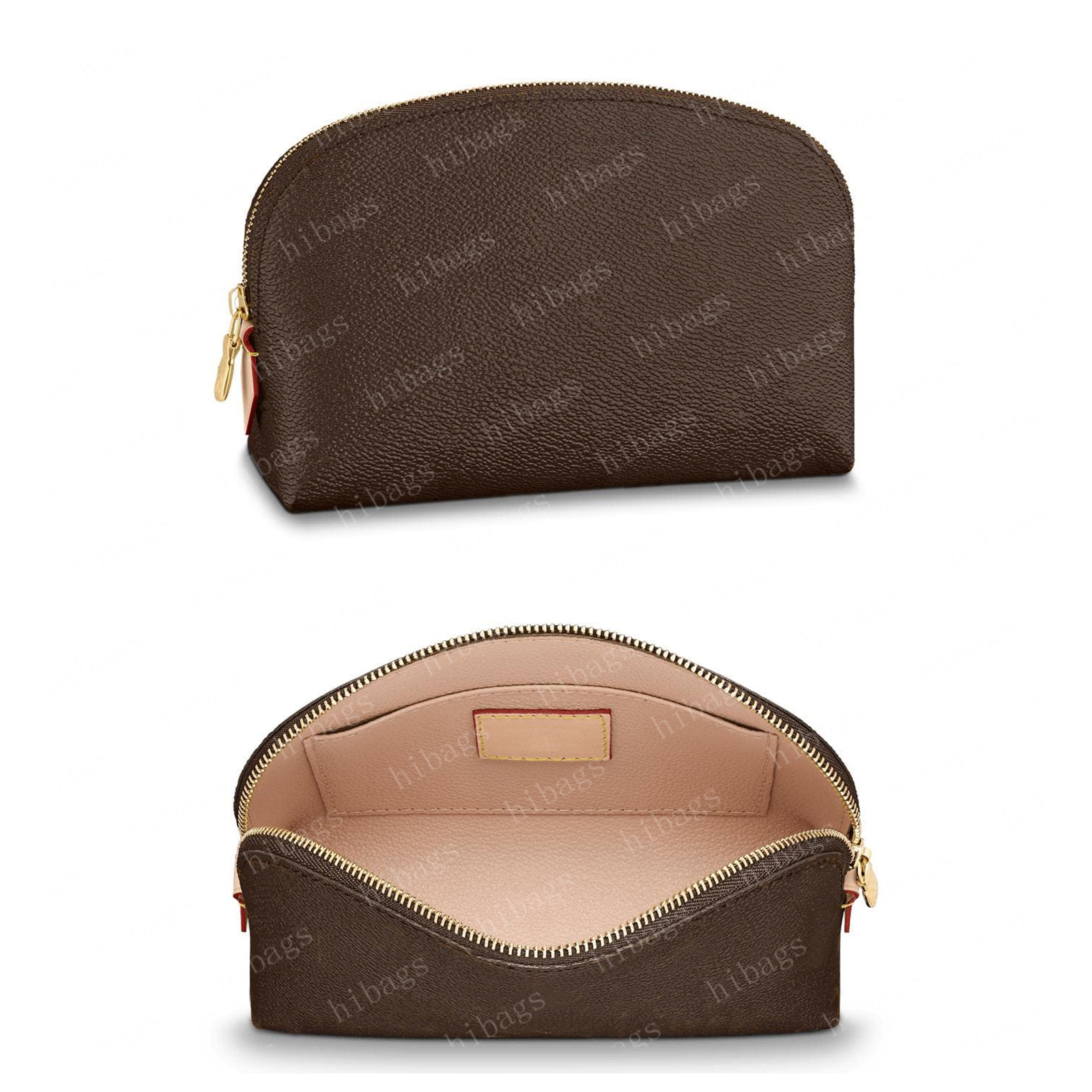 2025 Designer Make Up Pouch Zippy Bags Cosmetic Makeup Cases Bag Women Brown Flower Leather Toiletry 47515 With Box #LCP-01