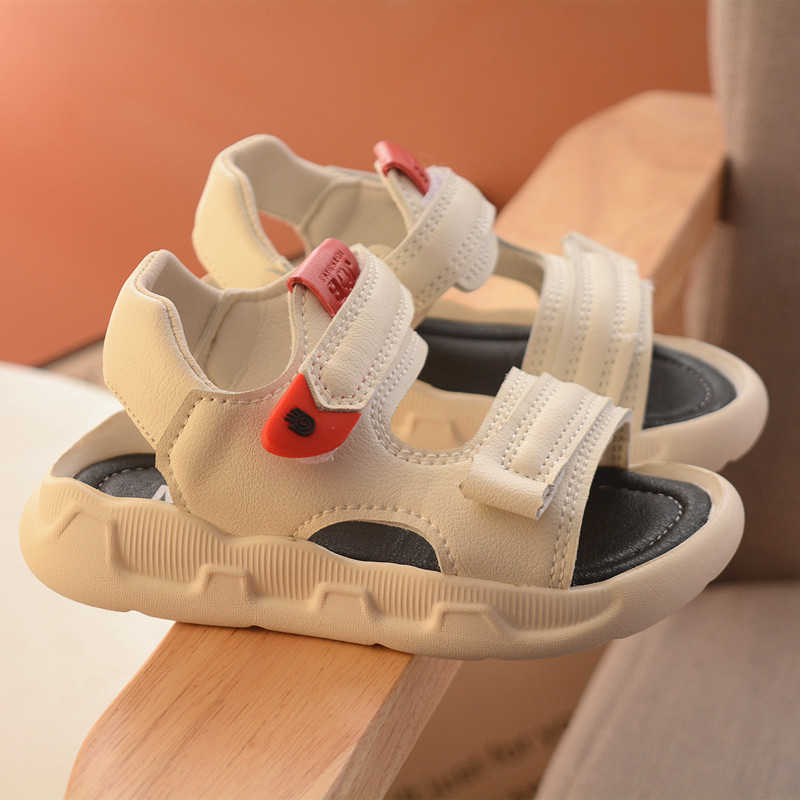 Sandals Summer Toddler Sandals Baby Girl Shoes Solid Color Leather Breathable Boys Sneakers Kids Infant Sport Boys Black Sandals W0327