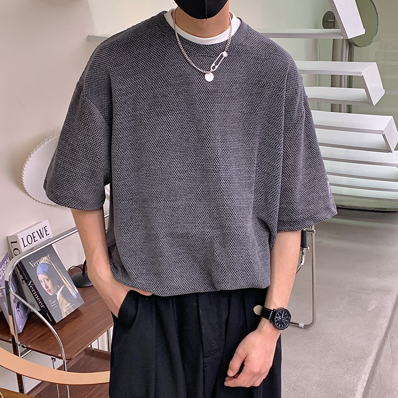 Men's T-Shirts Solid Hip Hop Loose Mens T-shirts Casual Chic Coffee/Gray/Black Summer Short Sleeves Streetwear Tshirt Tees Oversize 3XL 230327