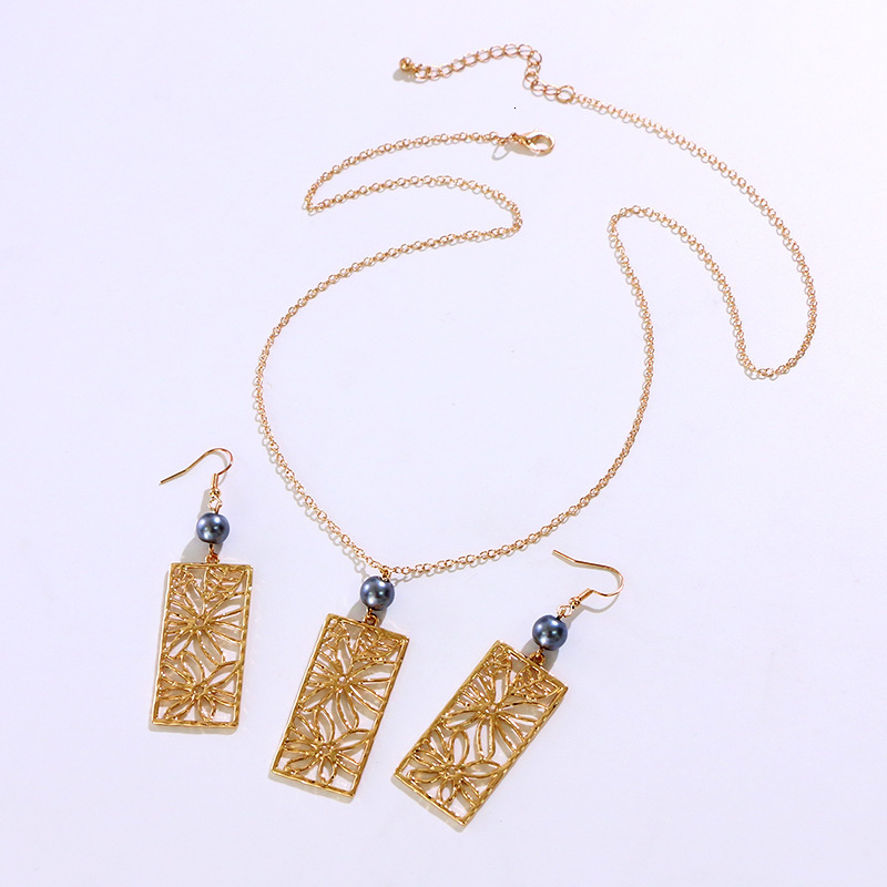 Anniyo Hawaiian Blossom Jewelry sets Black Pearl Necklace Earrings Leaf Marshallese Guam Micronesia Chuuk Pohnpei Flower #233606 201222