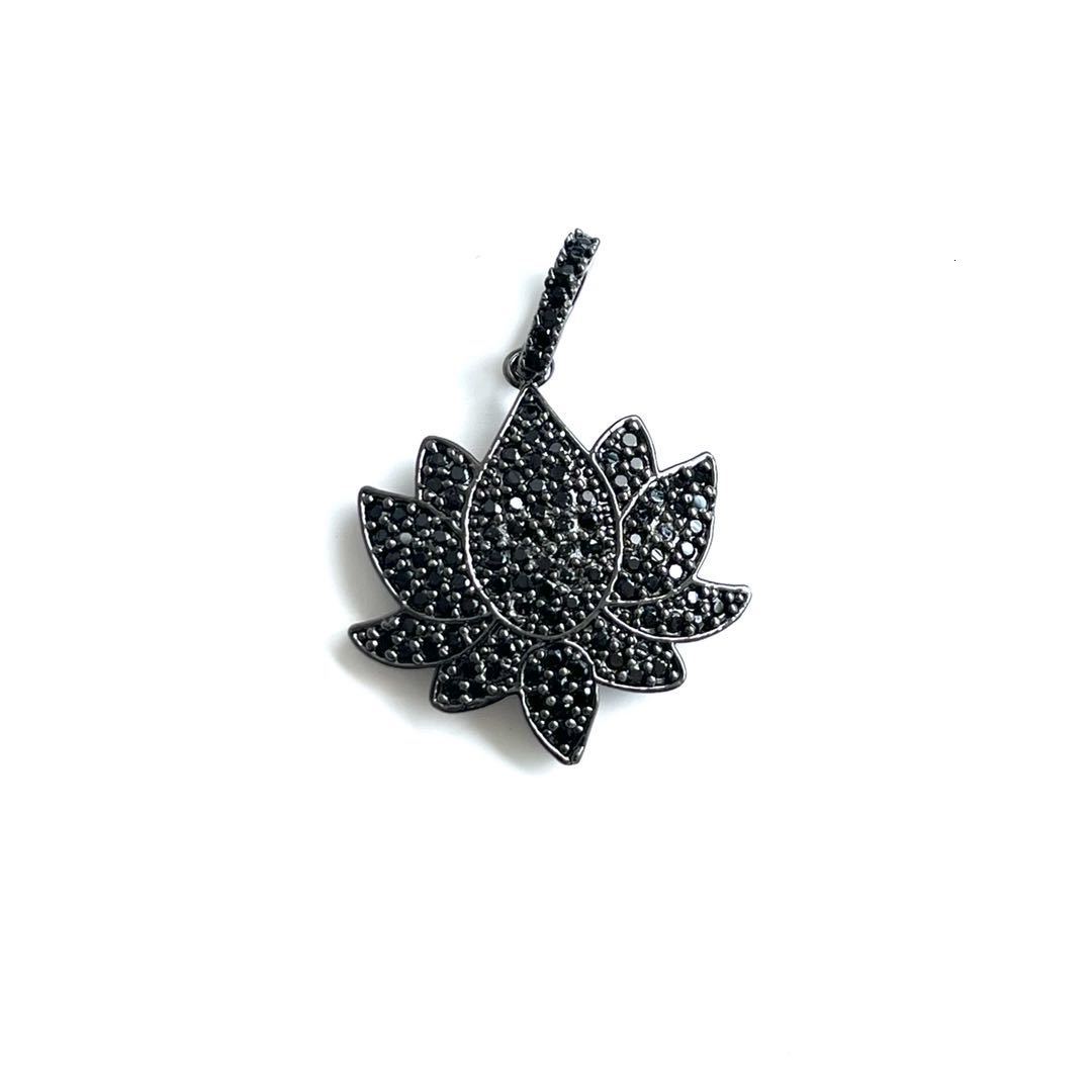 Charms 5Pcs Cubic Zirconia Pave Flower Lotus Charms Pendant for Jewelry Making Bracelet Necklace Accessories 230325