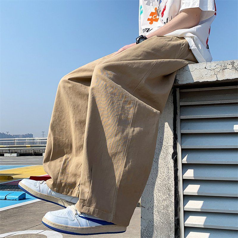 Men's Pants Harajuku Cotton Wide leg Oversize Pants Casual Pants Baggy Sweatpants Streetwear Long Pants For Men Straight Trousers 230327