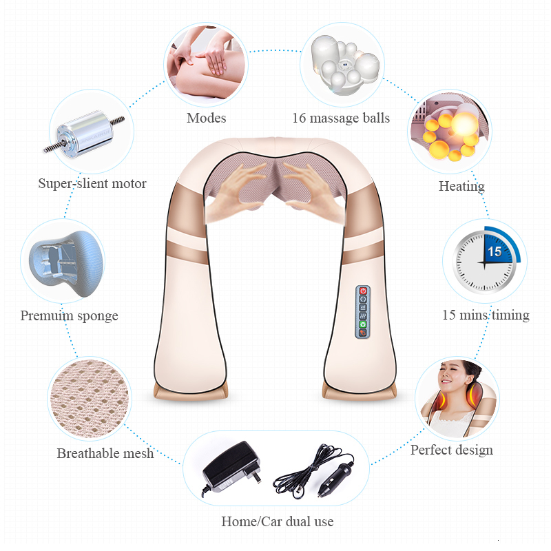 Massaging Neck Pillowws JinKaiRui Drop Neck Massager Electric Shiatsu Whole Body Infrared Car Home Gift Health Care Fast No information 230327