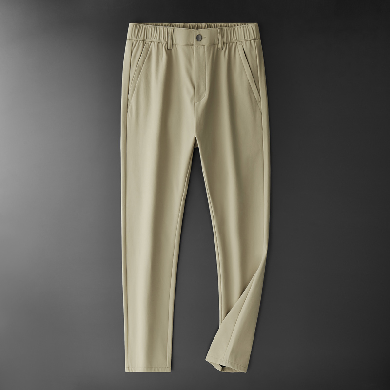 Men's Pants BROWON Autumn Winter Men Clothing Smart Casual Elastic Waist Pants Thick Soft Skin Straight Anti-wrinkle Trousers Male 230327