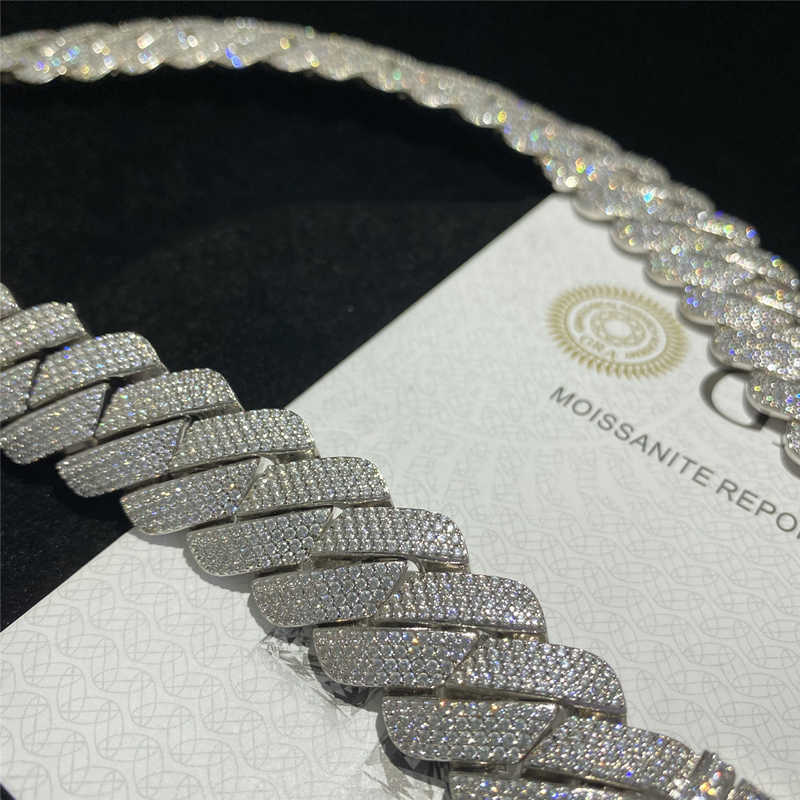 necklace moissanite chain cuban Link Chain Heavier Big Guy 20mm 4 Row Diamonds925 Sterling Silver Iced Out Vvs Moissanite Diamond