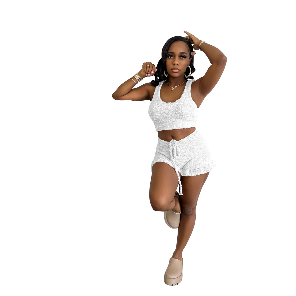 2023 Designer Summer Outfits Women Tracksuits Two Piece Sets Sleeveless Tank Top and Shorts Matching Sportswear Solid Fleece Sweatsuits Wholesale Clot