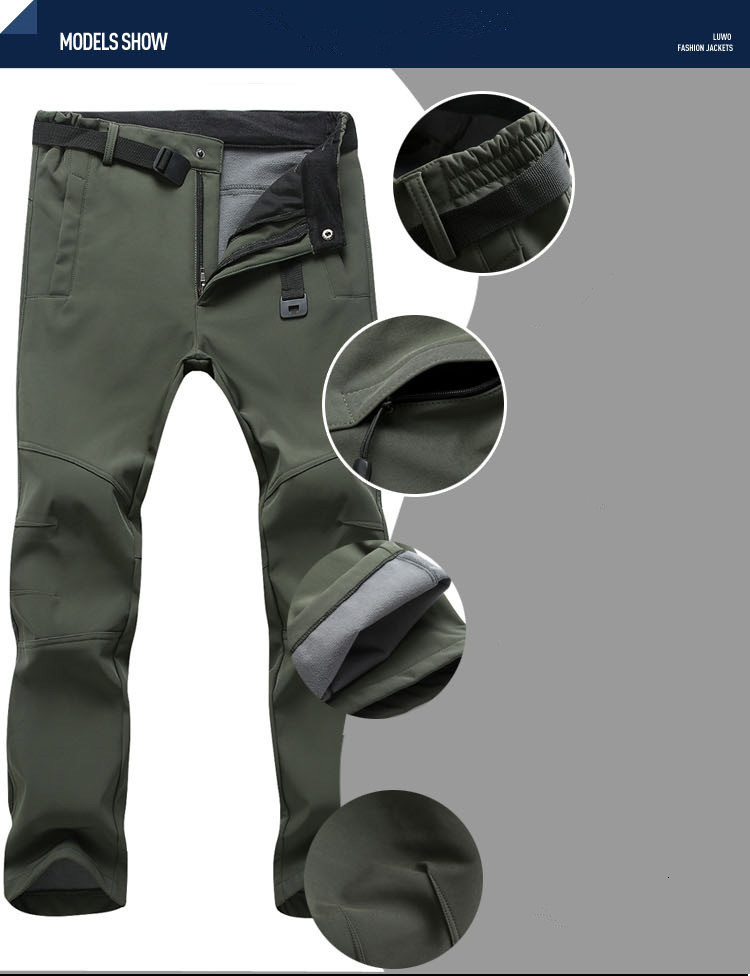 Men's Pants Men's Winter Warm Fleece Pants Men Thermal Long Trousers Male Casual Work Pants Sweatpants Stretch Waterproof Pants Cargo Pants 