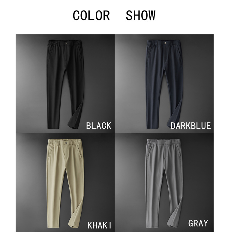 Men's Pants BROWON Autumn Winter Men Clothing Smart Casual Elastic Waist Pants Thick Soft Skin Straight Anti-wrinkle Trousers Male 230327