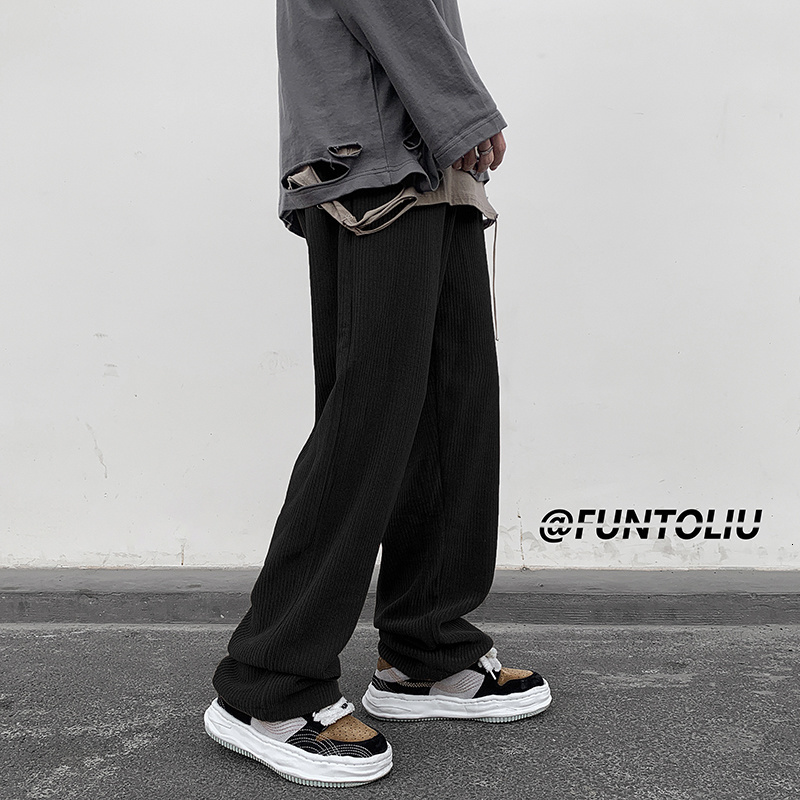 Men's Pants Spring Brown/Black Corduroy Pants Men Fashion Retro Casual Pants Men Streetwear Loose Hip Hop Straight Pants Mens Trousers M-2XL 2303