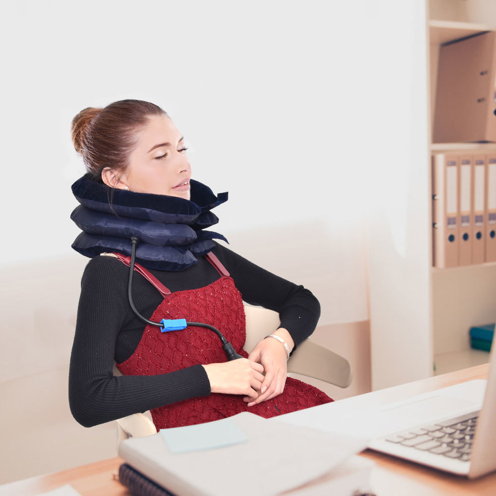 Massaging Neck Pillowws Air Inflatable Cervical Collar Neck Traction Tractor Support Massage Pillow Pain Relief Relax Health Care Neck Head Stretcher 