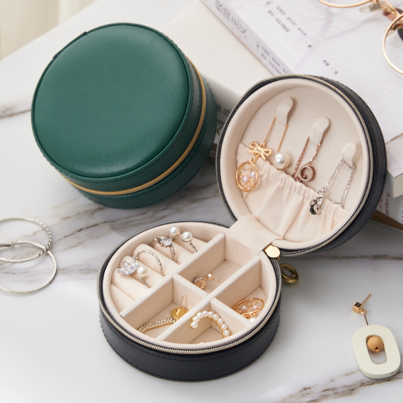 Jewelry Boxes Portable Leather Jewelry Box Princess European Korean Simple Small Mini Earrings Rings Storage Case Sell 230325