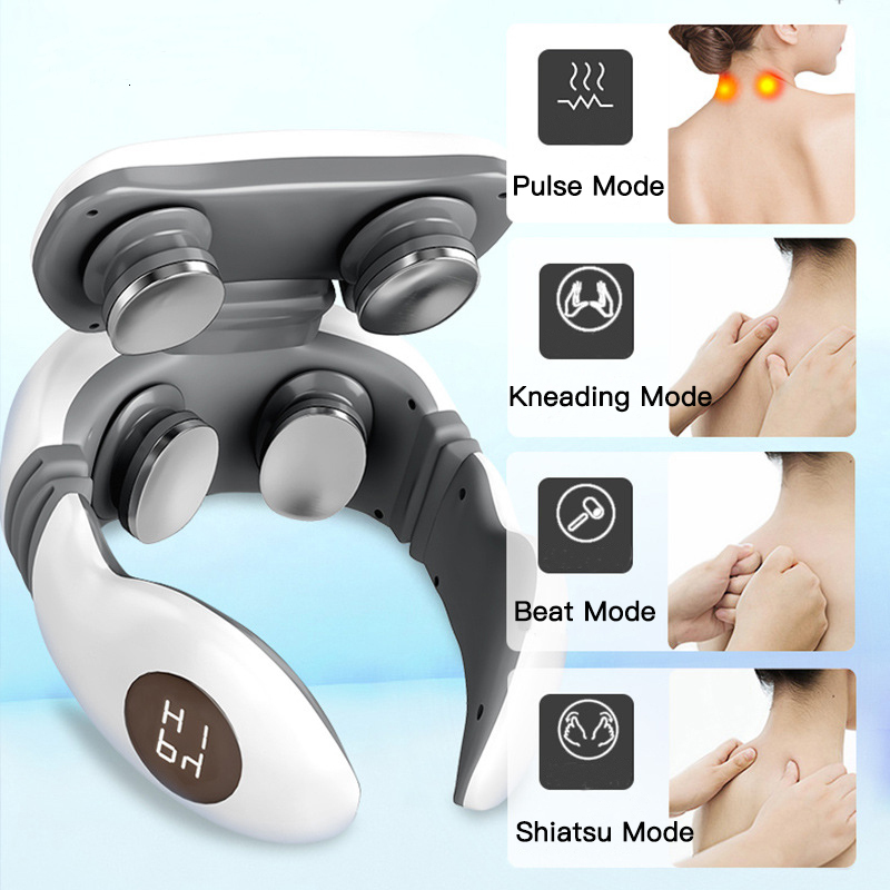 Massaging Neck Pillowws Smart Neck Massager Electric Back and Shoulder Cervical TENS Heat Massage Tool Pain Relief Relaxation Home Health Care Remote 