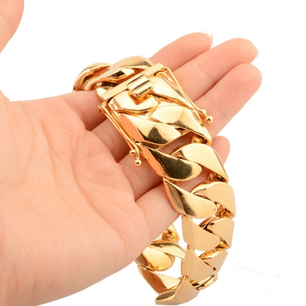 Charm Bracelets 20MM23MM 22CM Miami Curb Cuban Chain Bracelets Dragon Casting Clasp Rocker Bangle Hip hop Men Lock Clasp Fashion Jewelry 230325