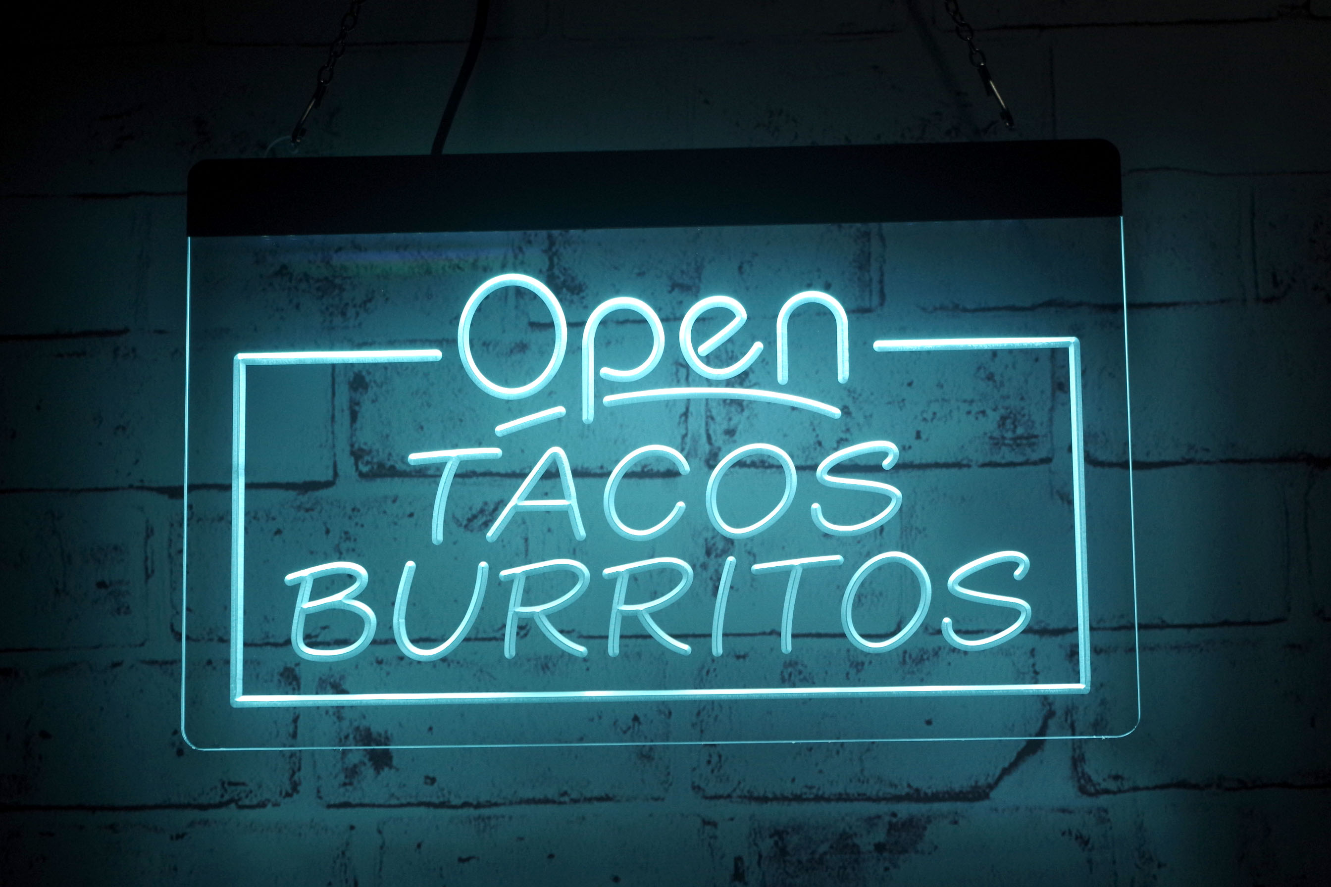 TR3505 LED Strip Lights Sign Open Tacos Burritos Bar Pub Restaurant 3D Engraving Free Design Wholesale Retail