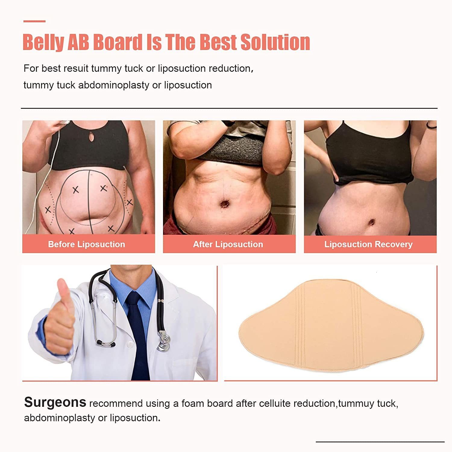 Waist Tummy Shaper HEXIN Ab Board Post Surgery Compression Board Skin-Friendly Lipo Foam Flattening Abdominal Board Tummy Tuck Postpartum Recovery 230