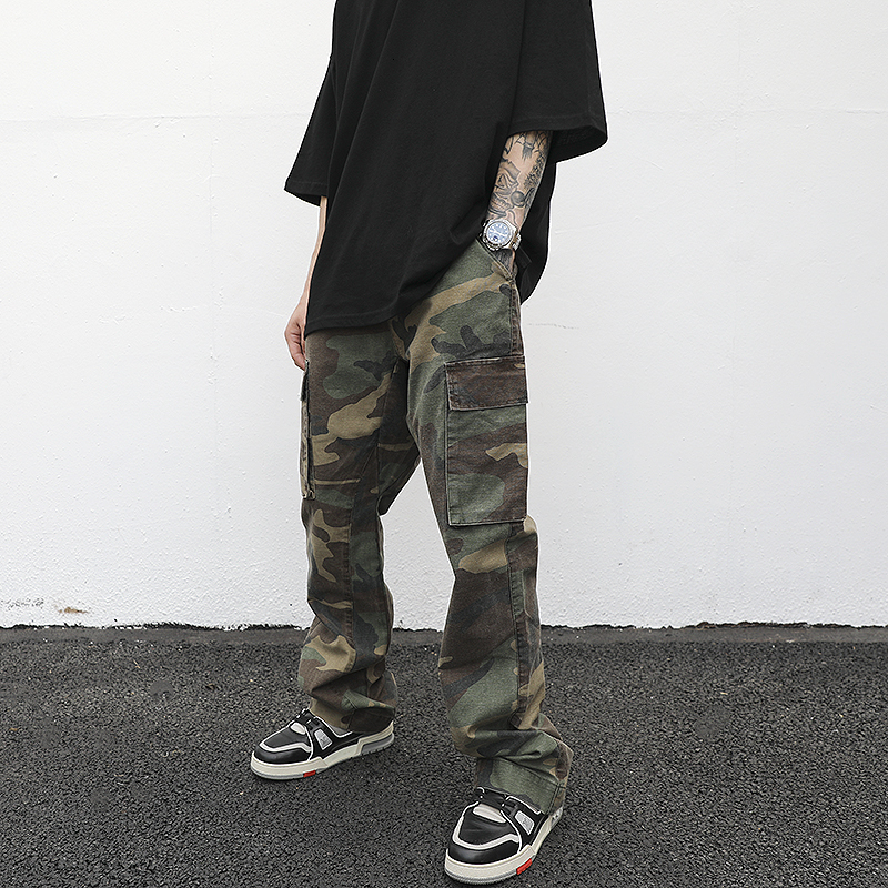 Men s Jeans Streetwear Mens Hip Hop Camouflage Flare Pants Fashionable Camo Cargo Male Slim Fit Trouser All match 230327