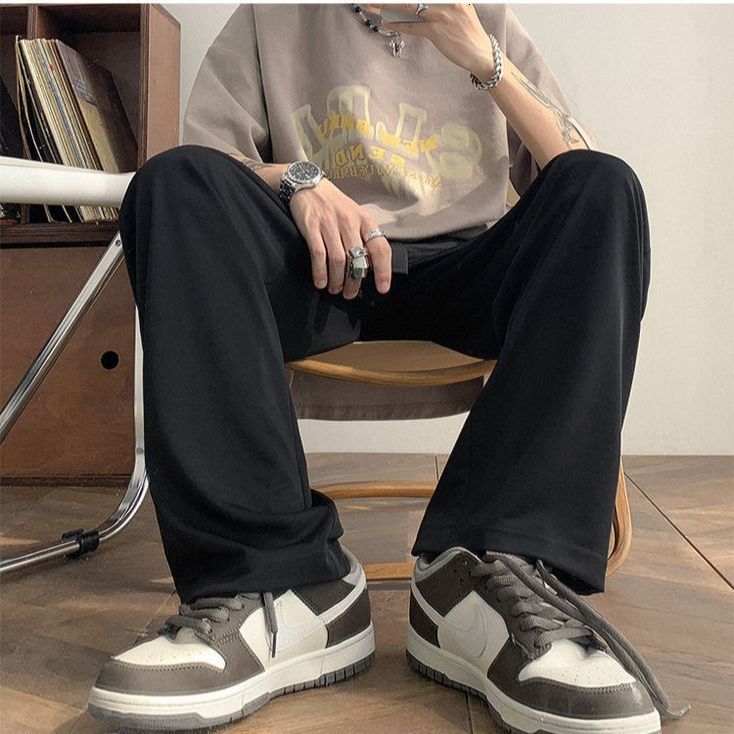 Men's Pants Yasuk All Season Spring Autumn Winter Fashion Solid Casual Men's Loose Elastic Waist Pants All-Match Cool Boys 230327