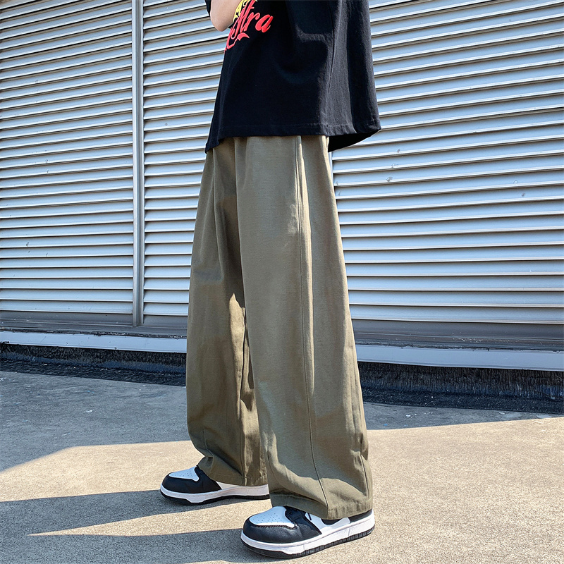 Men's Pants Spring Cotton Wide Leg Pants Men Fashion Solid Color Casual Pants Men Streetwear Korean Loose Straight Pants Mens Trousers M-2XL 2303
