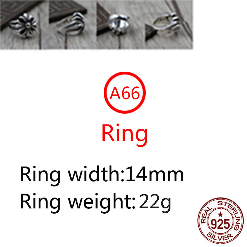 A66 S925 Sterling Silver Ring Fashion Retro Personality Cross Hip Hop Letter Net Red Versatile Punk Style Jewelry Gift for Lovers