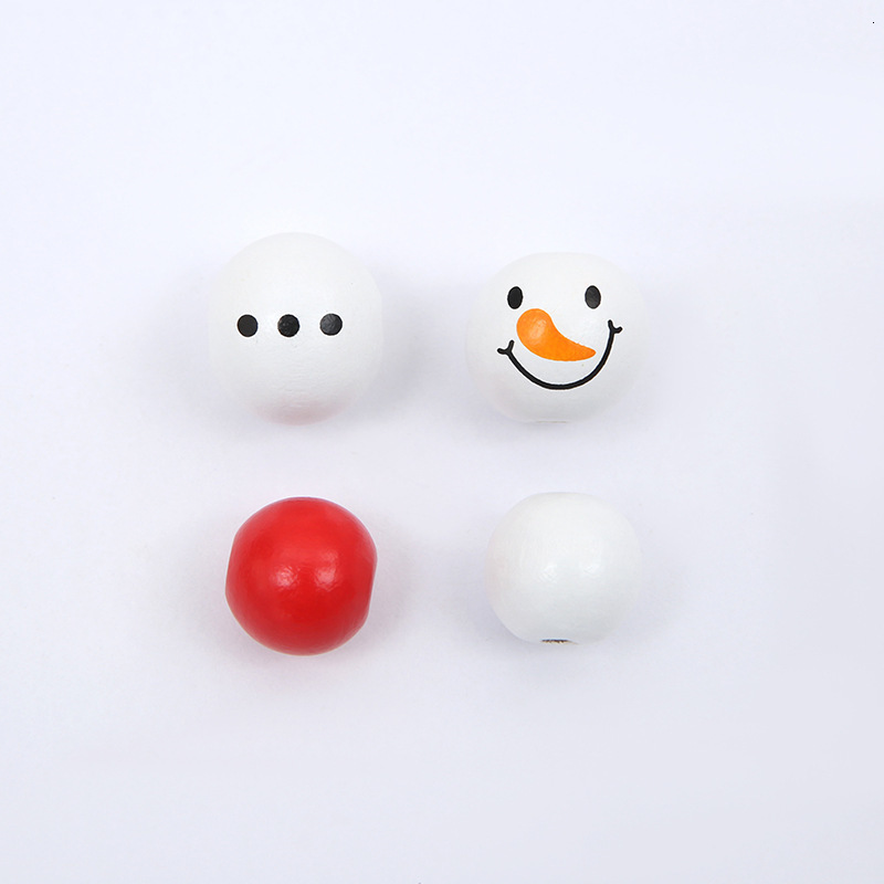 Other 200Pcs Christmas Snowman Wooden Beads Winter Christmas DIY Wreath Party Decoration Custom Crafts Bracelet Jewelry Accessories 230325