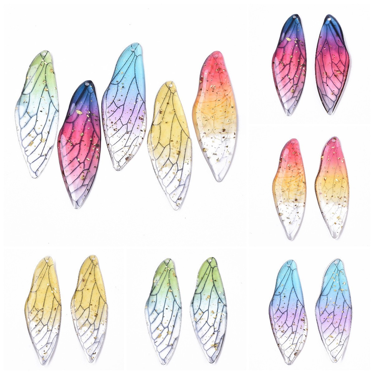 Charms 50Pcs Transparent Resin Fairy Wings Pendants Simulated Insect Butterfly Charm For Women Earring Necklace DIY Jewelry Making 230325