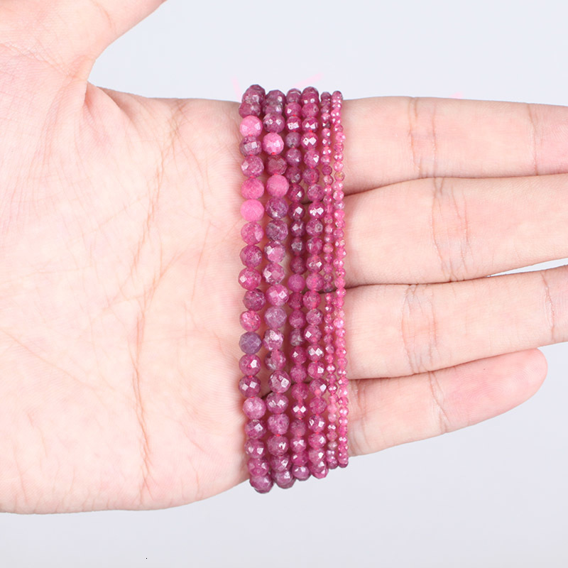 Other 100% Natural Stone Beads Small Faceted Red Ruby Loose Beads 2 3 4mm Gemstone For Bracelet Necklace Jewelry Earrings Making 230325