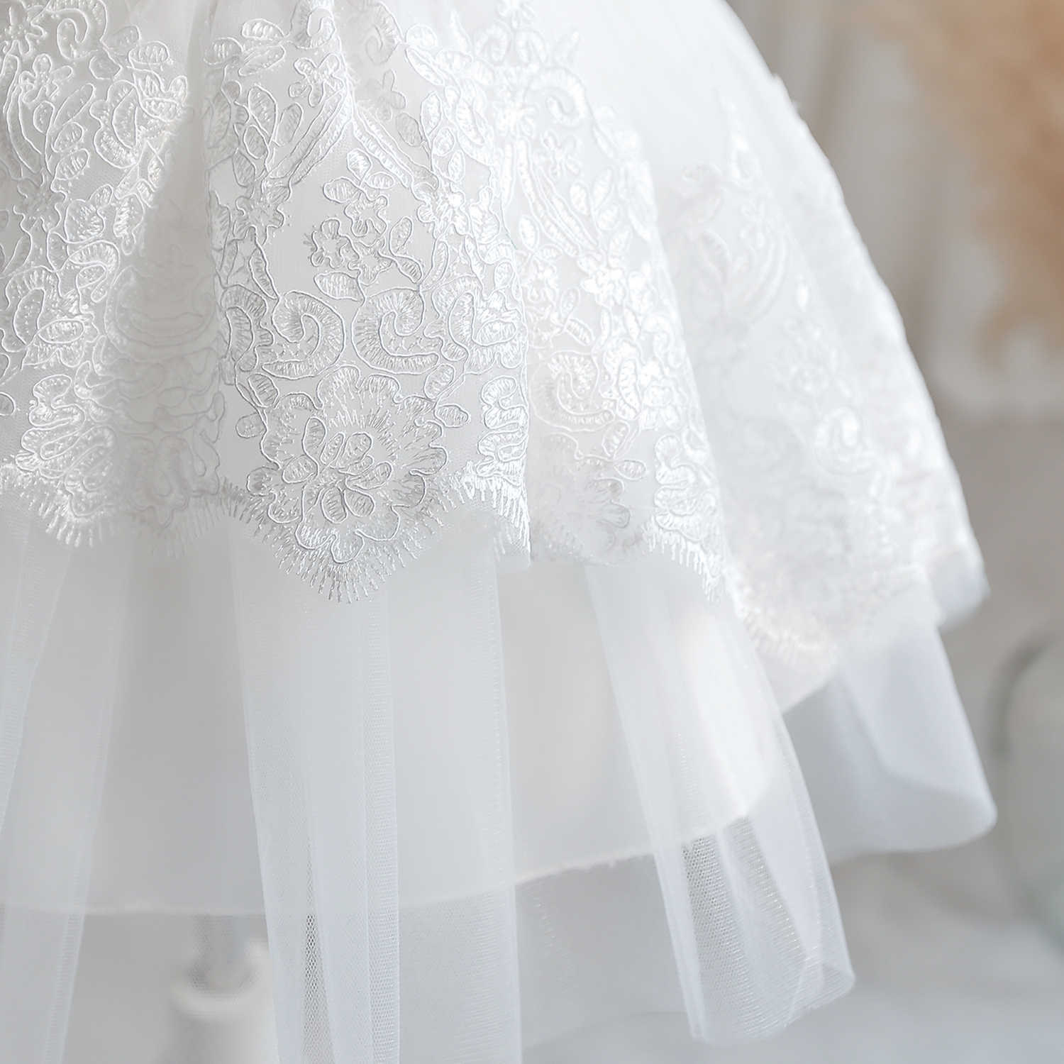 Girl's Dresses Baby Girl White Baptism Dress Infant 1st Birthday Pink Bow Tutu Gown Flower Girl Dress for Wedding Ceremony Summer Party Costume P