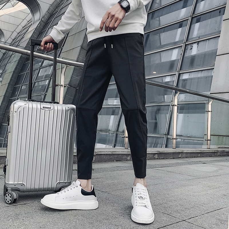 Men's Pants Black/Gray Summer Ankle Length Slim Fit Casual Thin Harem Pants Men Clothing Streetwear Hip Hop Joggers Trousers Male 36-28 230327