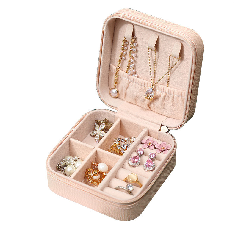 Jewelry Boxes 10*10*5cm Portable Jewelry Box Jewelry Organizer Display Travel Jewelry Case Boxes Leather Storage Joyeros Organizador De Joyas 230325