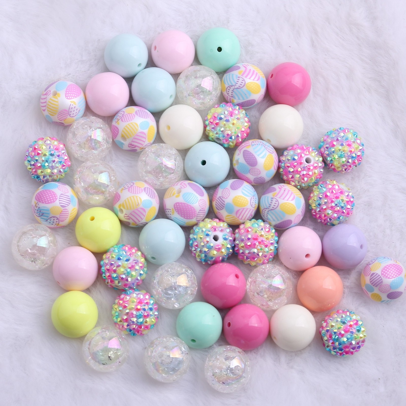 Other Kwoi vita AM032 Colorful Pastel Easter Color Mix 20mm Round Acrylic Chunky Beads for Kids Necklace Jewelry Making 50pcs A lot 230325